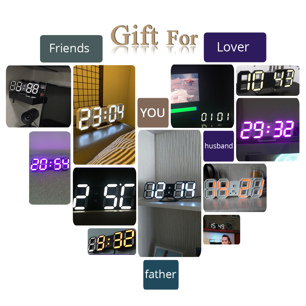 3D LED Digital Wall Clock